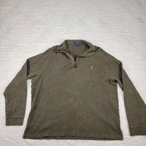 Polo Ralph Lauren Estate Rib 1/4 zip gray long sleeve sweater size XL‎